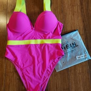 Hot Pink Underwire One Piece Swimsuit